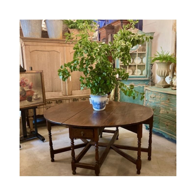 SOLD Early C19th English Oval Oak Drop Side Table