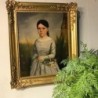 C19th French Oil Painting Young Girl with Flowers