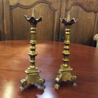 Pair C1900 Brass Candlesticks