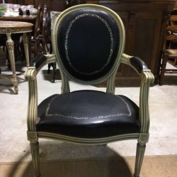 C1950 French Leather Armchair