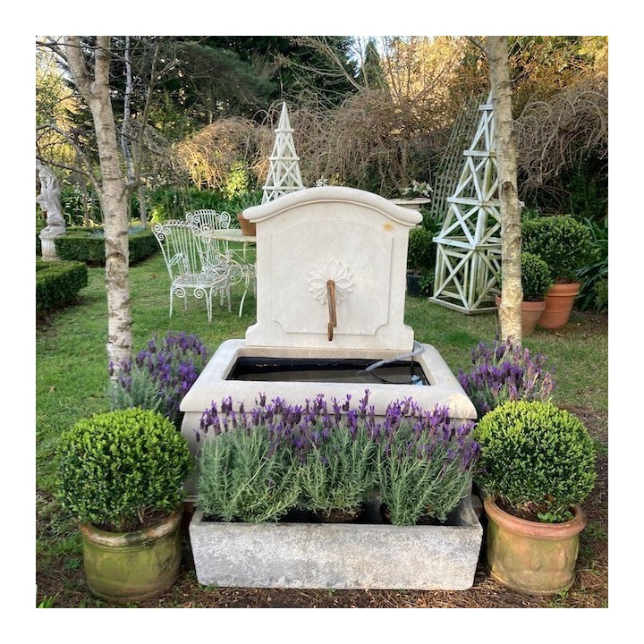 French Marquise Limestone Fountain