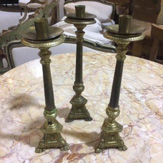 Set of 3 Brass Pique Cierge