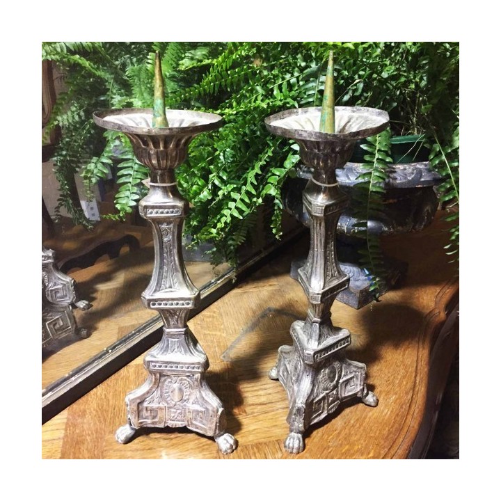 Pair of 19th Century Pique Cierge