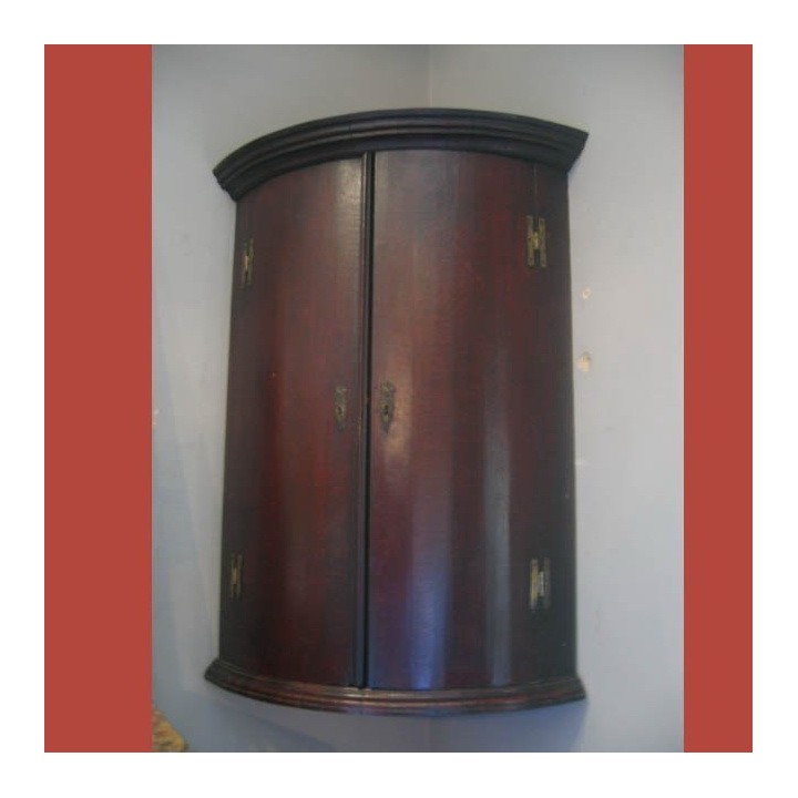 C18th English Oak Corner Cabinet with Brass Hinges