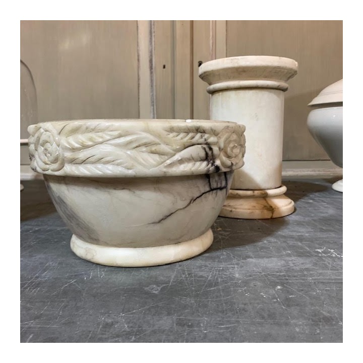 C1900 Marble Bowl on Pedestal