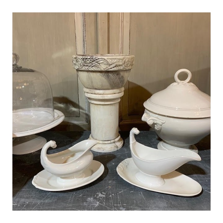 C1900 Marble Bowl on Pedestal