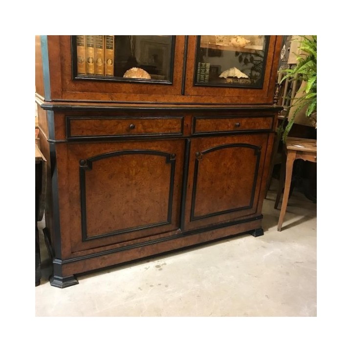 C19th Louis Philippe Bookcase Walnut and Ebonised Detail