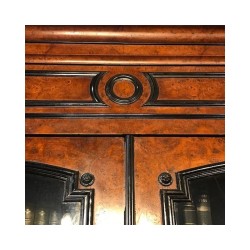 C19th Louis Philippe Bookcase Walnut and Ebonised Detail