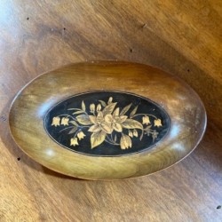French Walnut Dish with Marquetry Inlay
