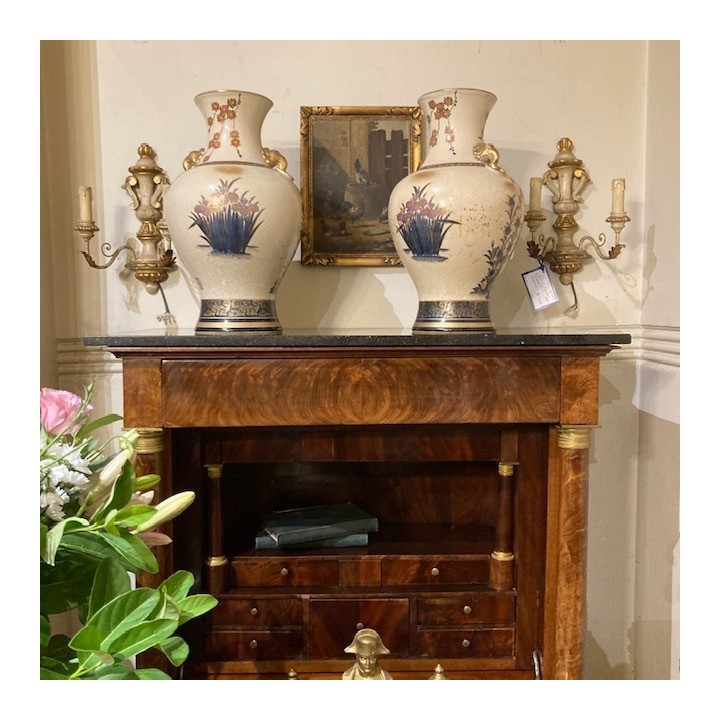 C1900 Pair of French Painted Finish Sconces