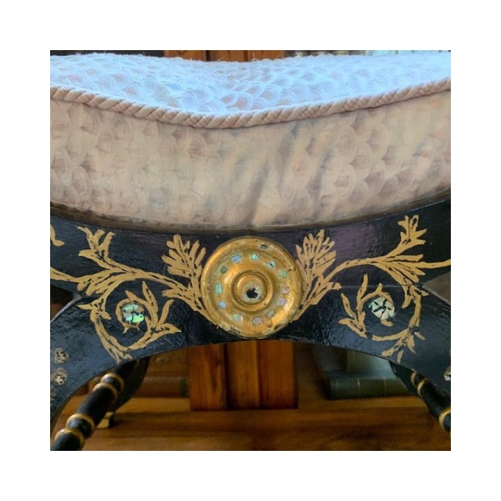 C19th Italian Stool Painted and Ebonised Finish