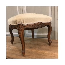 C1900 French Louis XV Style Oak Stool With Tapestry Upholstery