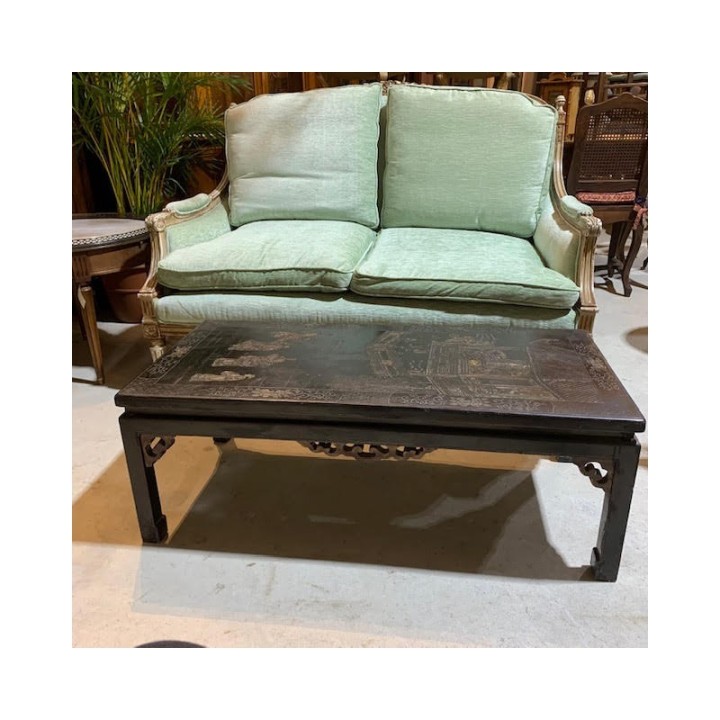C1920 Black Lacquer Chinoiserie Coffee Table France