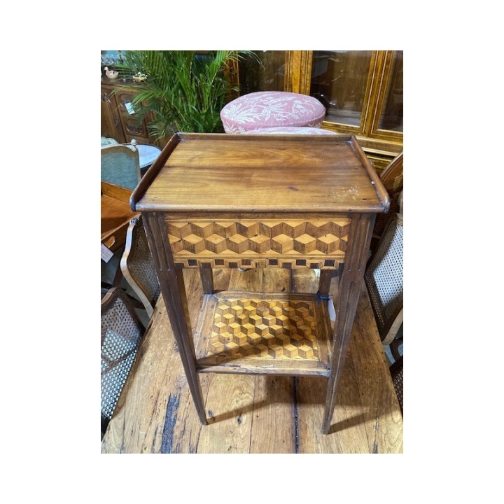 C19th Parquetry Side Table with Drawer and key
