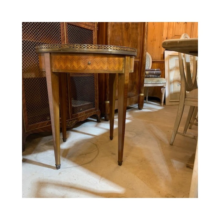 Table Bouillotte French C1940 mahogany and marquetry