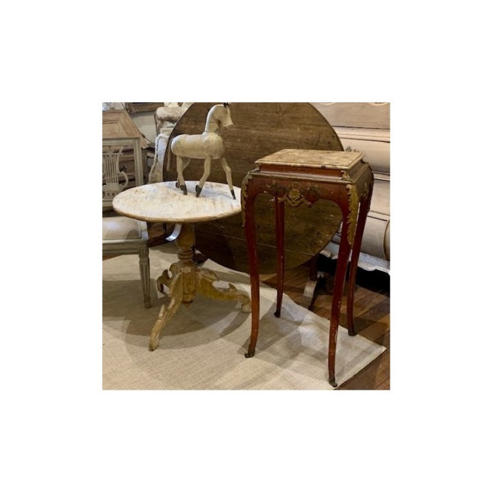 C19th French Pedestal Napoleon III Chinoiserie and original marble Top