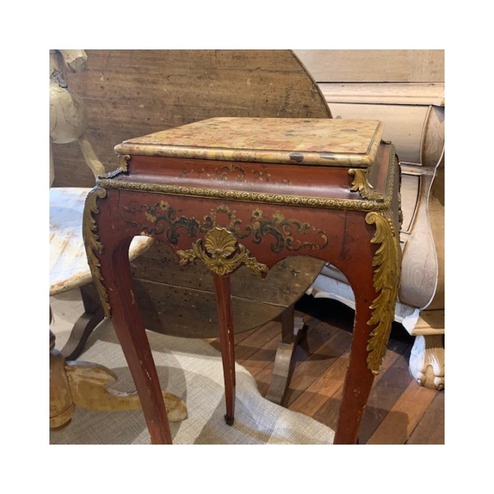 C19th French Pedestal Napoleon III Chinoiserie and original marble Top