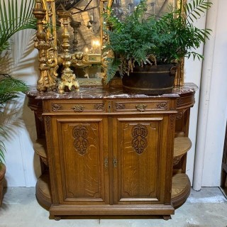 C1900 French Oak Sideboard Rouge Marble