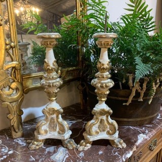 C18th Pair of Pique Cierge Italian