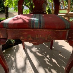 English Pair of Red Chinoiserie Chairs
