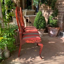 SOLD English Pair of Red Chinoiserie Chairs