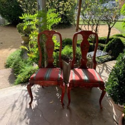 SOLD English Pair of Red Chinoiserie Chairs