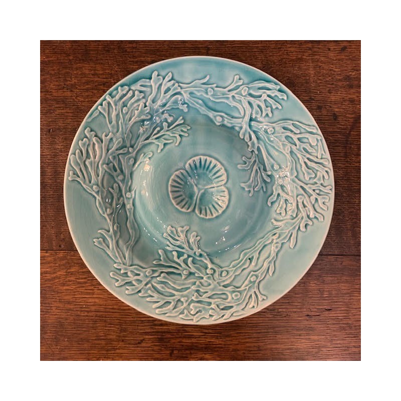 SOLD Six Green Oyster Plates