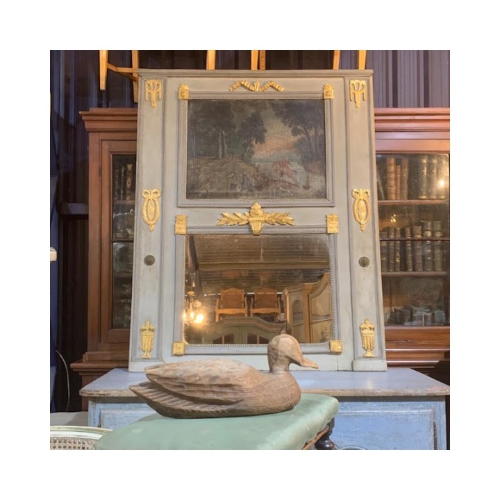 C19th French Trumeau Mirror La Chasse