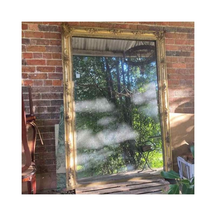 C19th French Mirror with Water Gilding