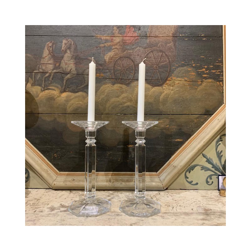 Pair of Fine Crystal Candleholders