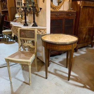 Table Bouillotte French C1940 mahogany and marquetry