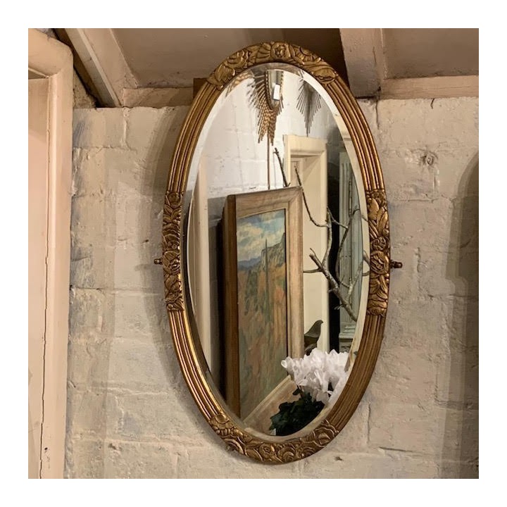 C1900 Gilded Oval Mirror French