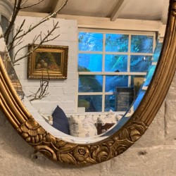 C1900 Gilded Oval Mirror French