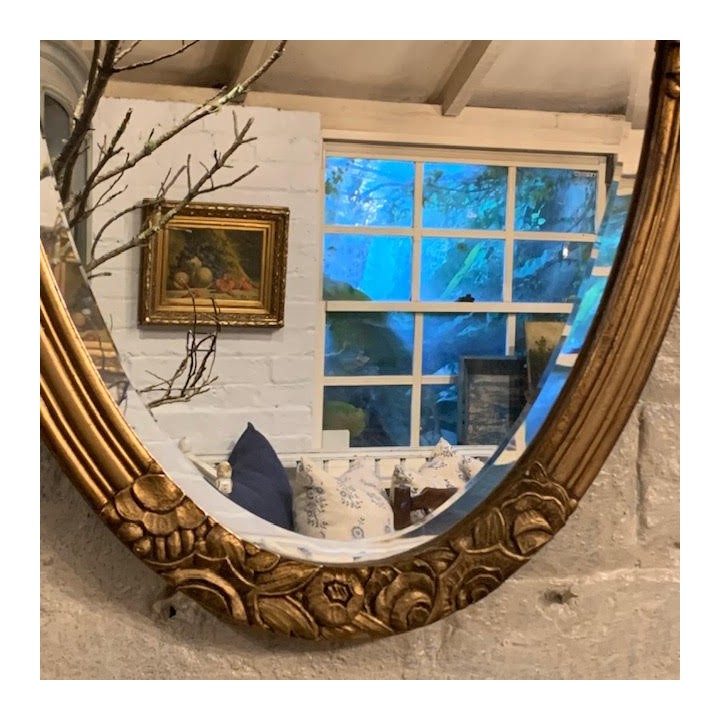 C1900 Gilded Oval Mirror French