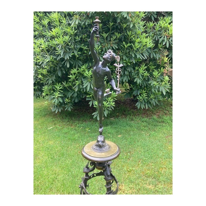 Mercury C1852-1870 French Napoleon III Bronze on Pedestal