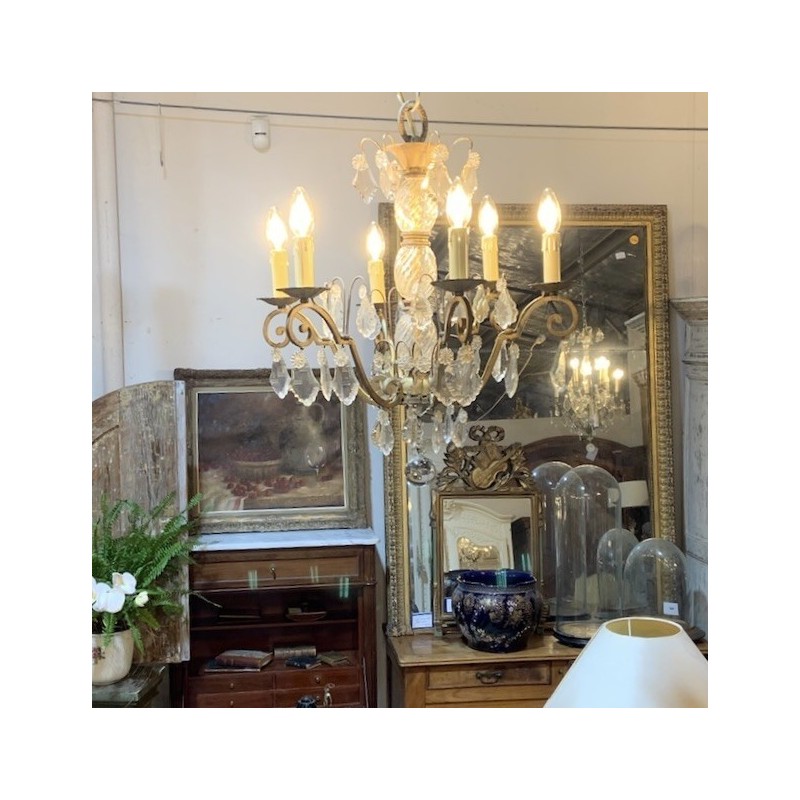 French Chandelier C1940 Crystal and Petite