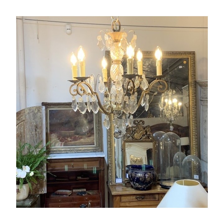 French Chandelier C1940 Crystal and Petite