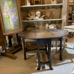 C19th English Oak Drop Side Table