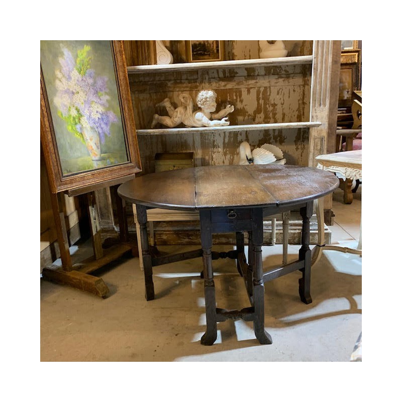 C19th English Oak Drop Side Table