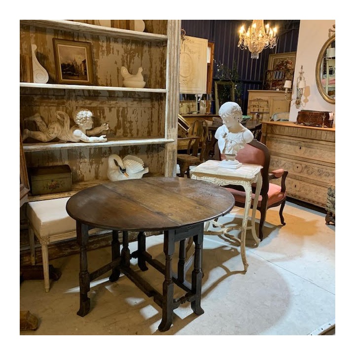 C19th English Oak Drop Side Table