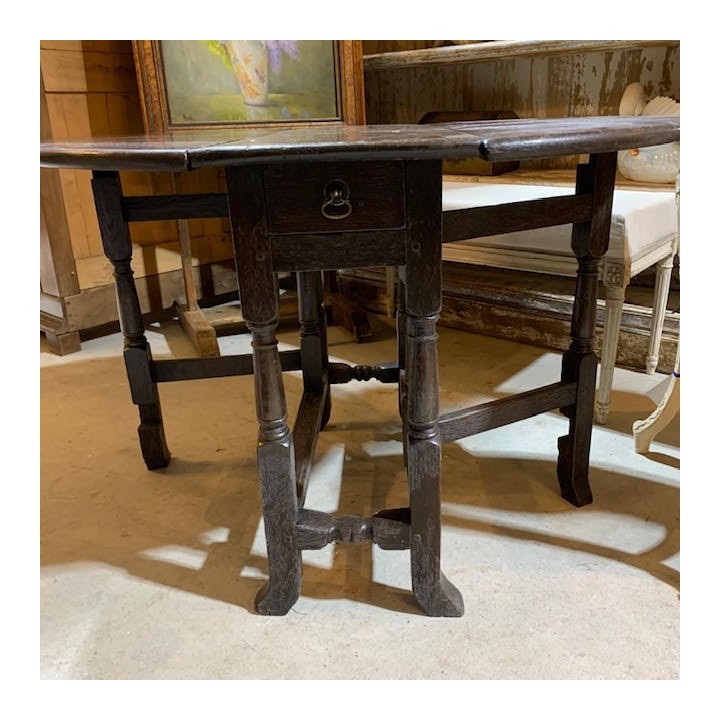 C19th English Oak Drop Side Table