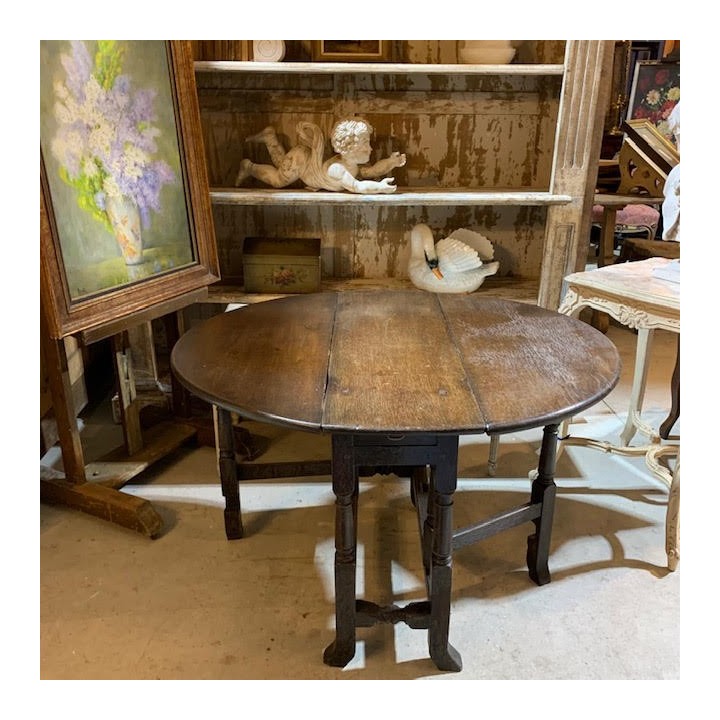 C19th English Oak Drop Side Table