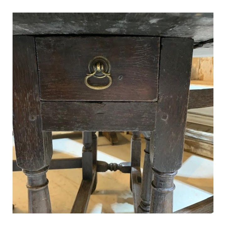 C19th English Oak Drop Side Table