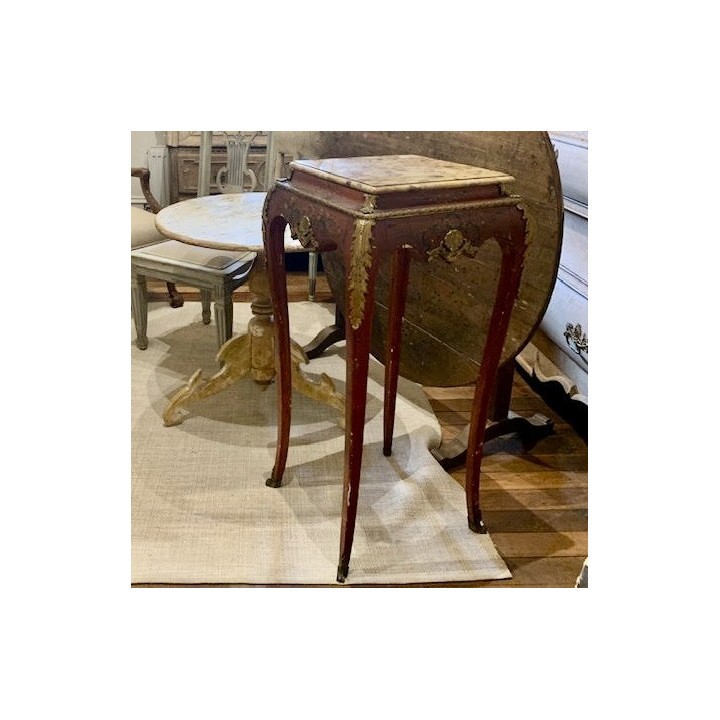 C19th French Pedestal Napoleon III Chinoiserie and original marble Top