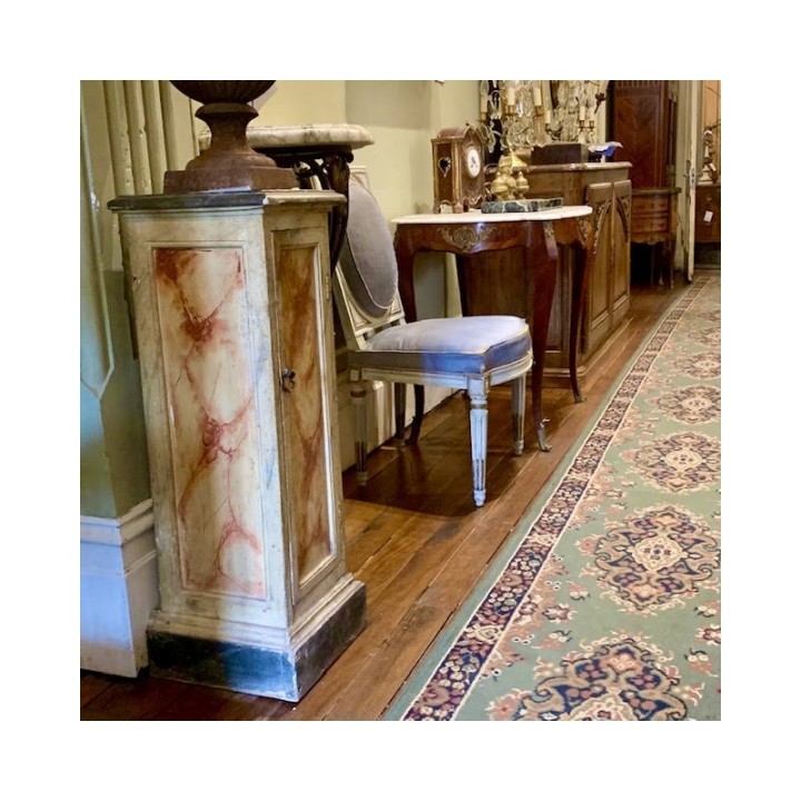 C19th Pair of Pedastal Swedish Faux Marble featuring Cupboards