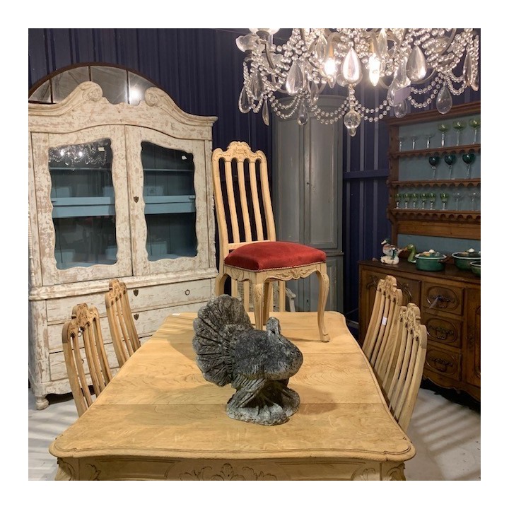 Six Washed Oak Dining Chairs C1900 French Louis XV Style