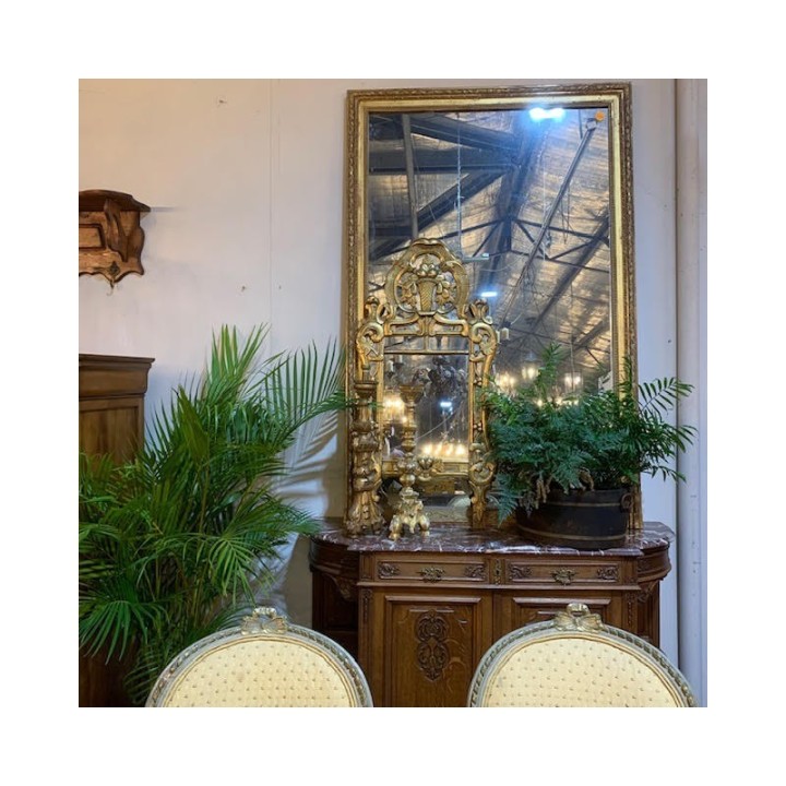 C1900 French Oak Sideboard Rouge Marble