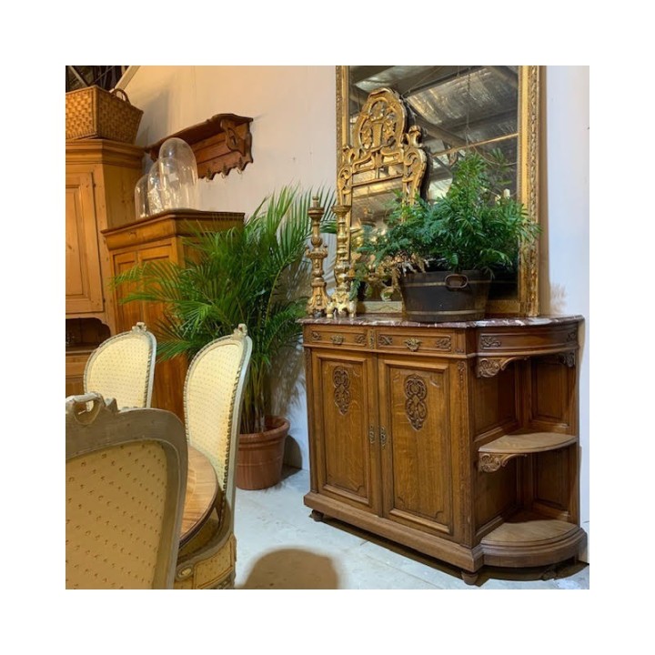 C1900 French Oak Sideboard Rouge Marble
