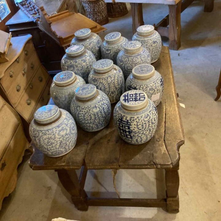 Range of Blue and white Ginger Jars Antique and vintage