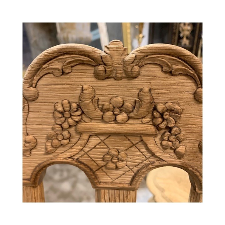 Six Washed Oak Dining Chairs C1900 French Louis XV Style